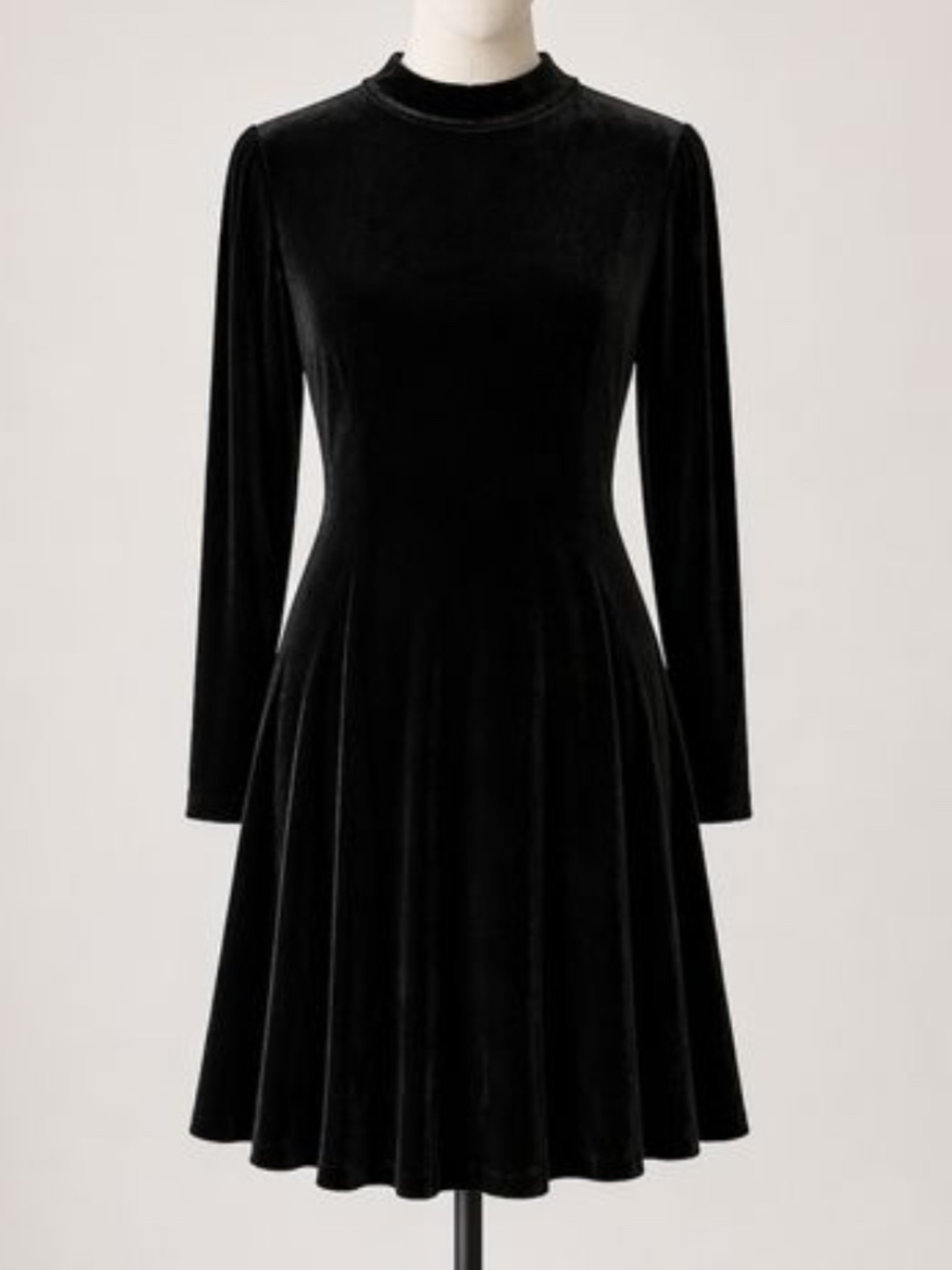 Vintage Cache Mock Neck Long Sleeve Velvet Dress in Black women size Large